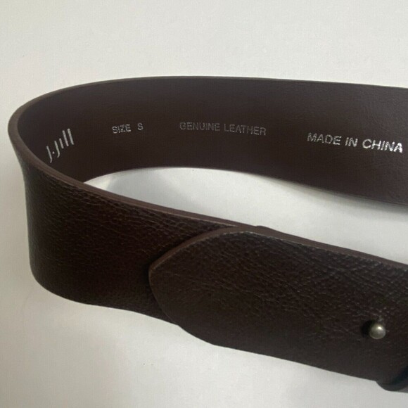J Jill Women brown Leather Belt sz S with Silver Ring loop country Buckle waist - Picture 2 of 6